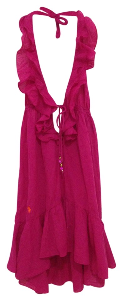 RALPH LAUREN Pink Rose Ruffle Halter Dress Cover-up/Sarong  Ladies