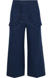 VALENTINO RED CULLOT RUFFLE TRIM NAVY PANTS TROUSERS SIZE I 38 UK 6 US 2 LADIES