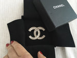 Chanel 17P Large Crystals Pin CC Logo Silver Brooch AMAZING 2017 Ladies