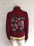 MSGM Milano 2017 Striped floral ruffled-hem sweater jumper top Sz XS Ladies
