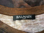 BALMAIN Women's Wolf print distressed T-shirt Top F 40 UK 12 US 8 L LARGE LADIES