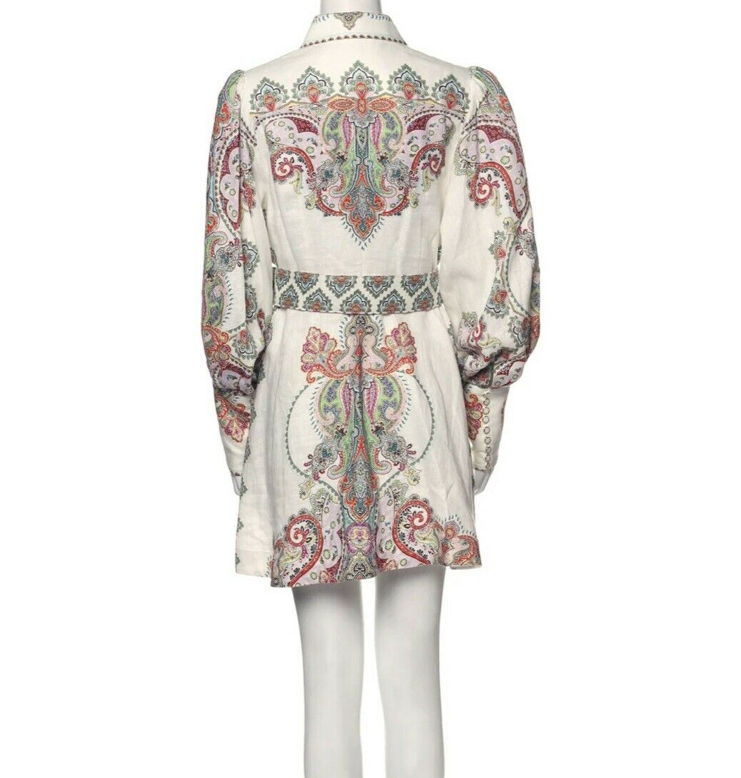ZIMMERMANN Ninety-six Shirt Paisley Print Linen DRESS SIZE 1 S Small SOLD OUT ladies