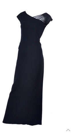 Valentino Boutique 90’s Formal Gown Evening Dress Black Long Elegant US 4 UK 8 LADIES