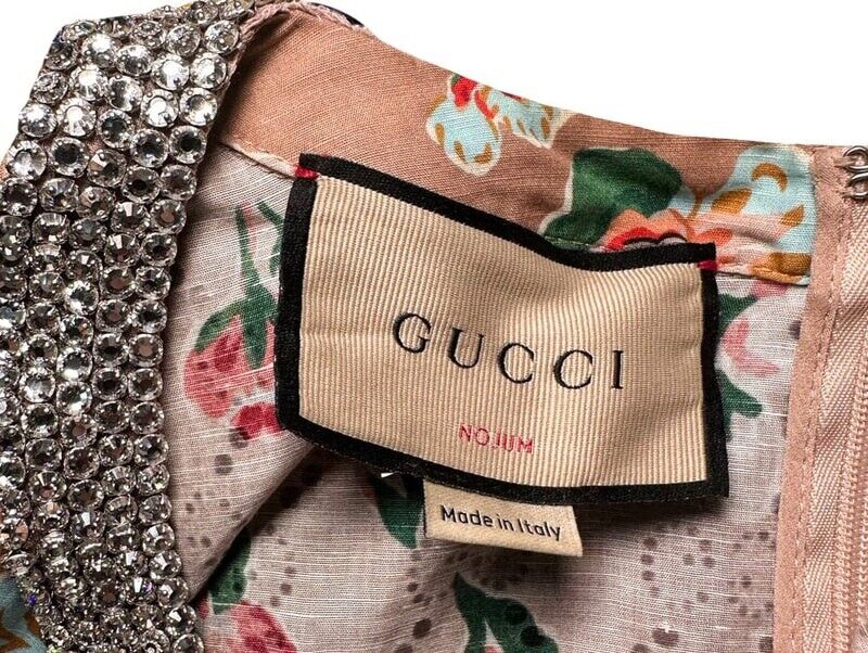 Gucci 2023 Pink Crystal GG Nojum Kaftan Dress Gown Size I 40 UK 8 US 4 S small ladies