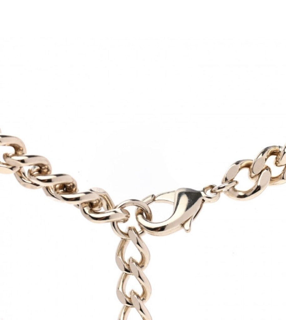 CHANEL 2022 B22 CC Enamel Chain CC Choker Gold Black Necklace