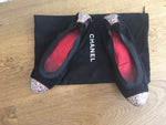 CHANEL LIMITED EDITION CC SUEDE GLITTER FLATS SHOES  £945 Ladies