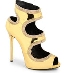 Giuseppe Zanotti Gold Swarowski Embellished patent-leather heeled sandals shoes Sz 36 US 6 UK 3 Ladies