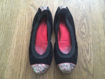 CHANEL LIMITED EDITION CC SUEDE GLITTER FLATS SHOES  £945 Ladies