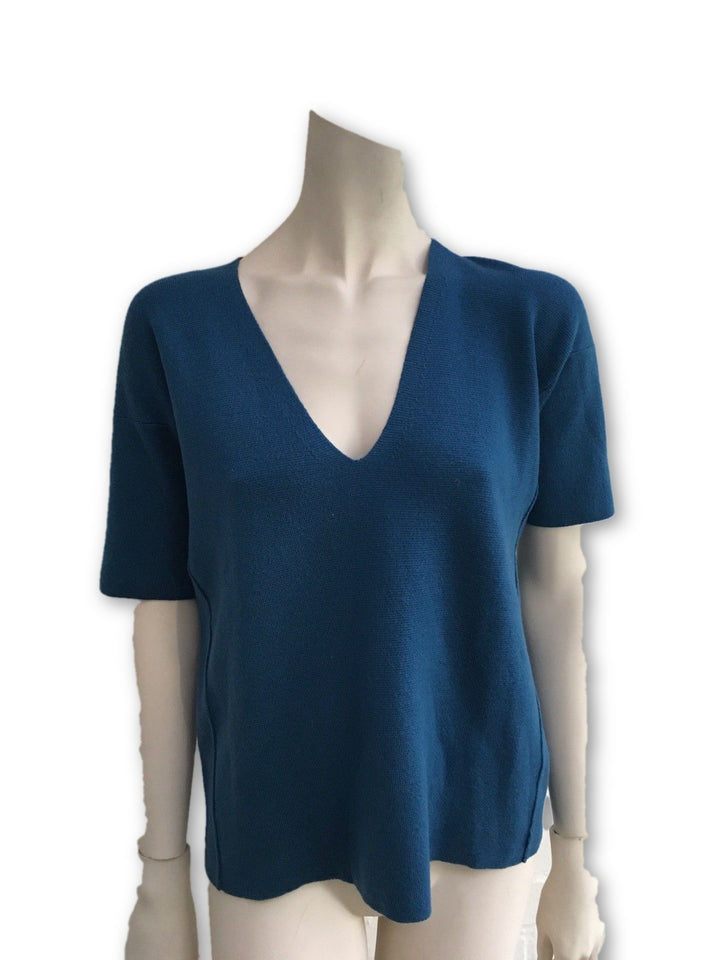 IRIS & INK Pure Wool Turquoise Knitted Top Sweater Jumper  Ladies