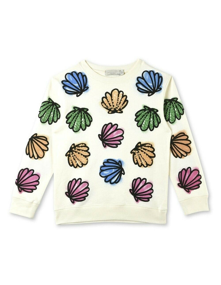 Stella McCartney KIDS Girls' shell print sequins sweatshirt top Children