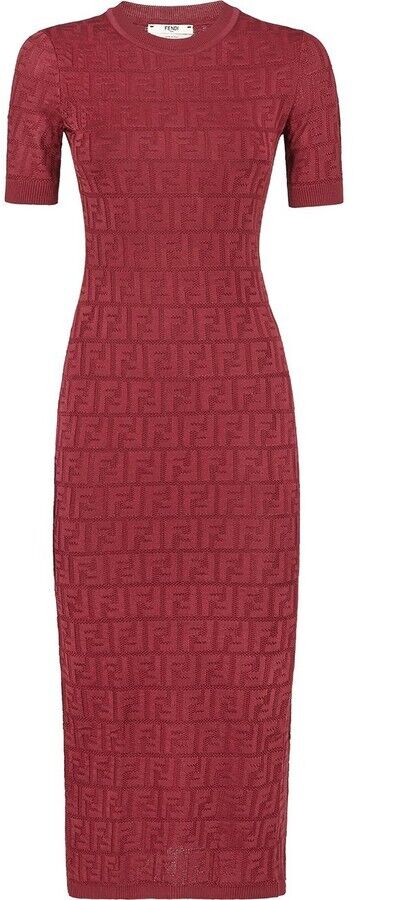 Fendi FF Logo Midi Dress intarsia knitted dress Size 42 NEW ladies