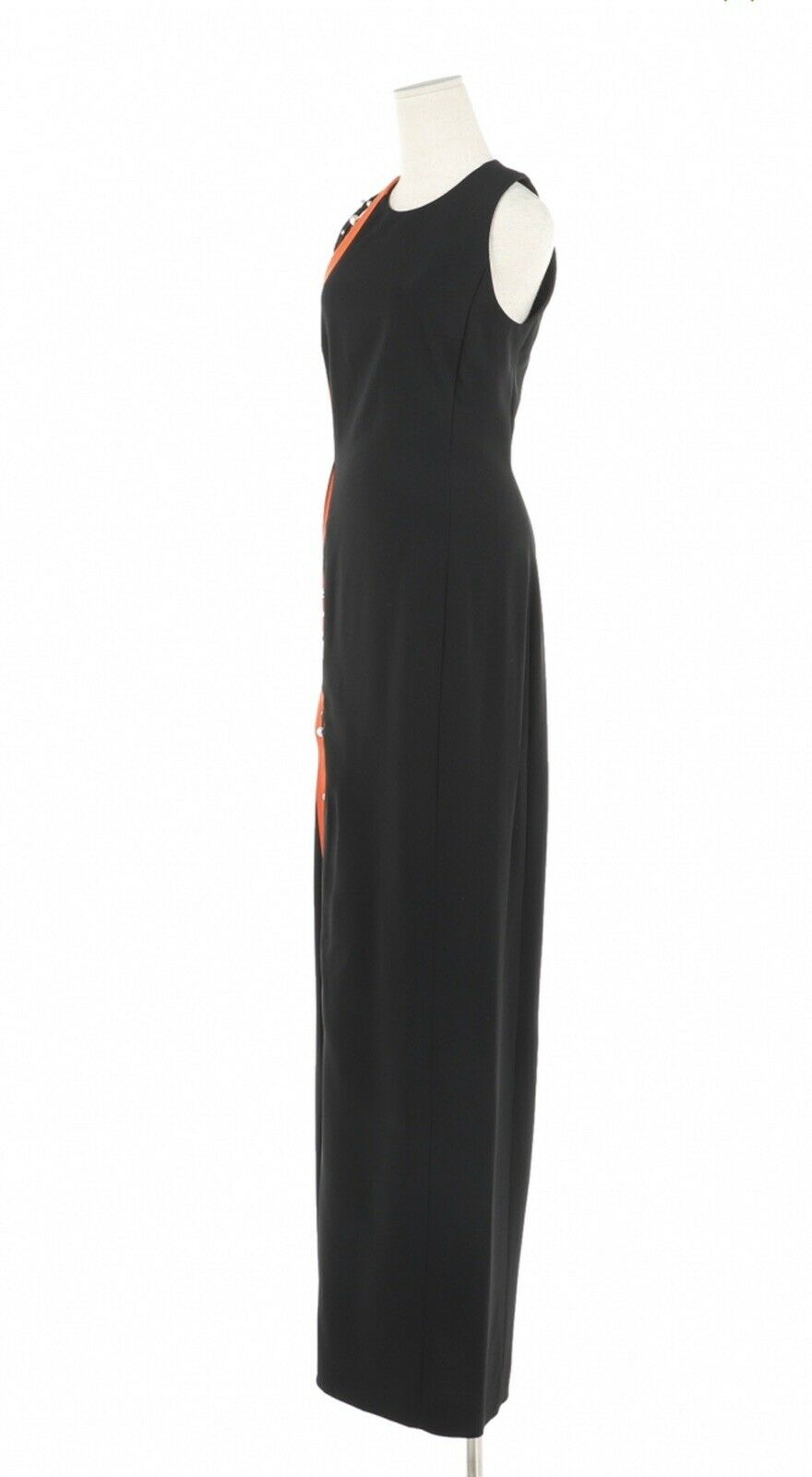 Mugler sleeveless black pearls embellished maxi dress gown FR 40  Ladies