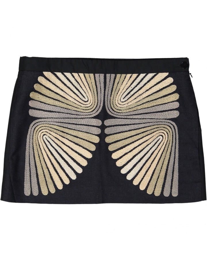 CHLOÉ CHLOE BLACK SILK & WOOL EMBROIDERED MINI SKIRT Ladies