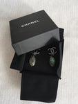 CHANEL LOGO 14A 2014 REAL STONE MARBLE LARGE DROP EARRINGS JUST AMAZING ladies