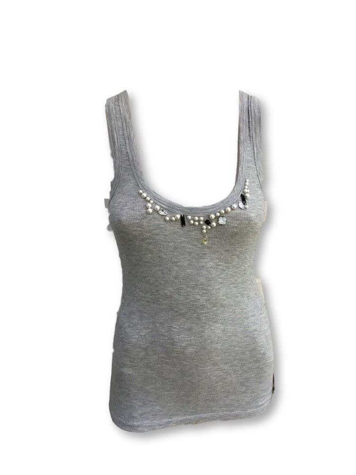 JOSEPH Grey Debardeur Embellished Tank Top Slim Fit TOP  Ladies