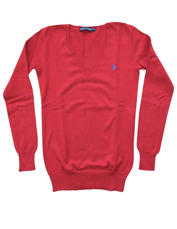 Ralph Lauren POLO Extra Fine Merino Wool V neck Jumper Sweater Size S small ladies