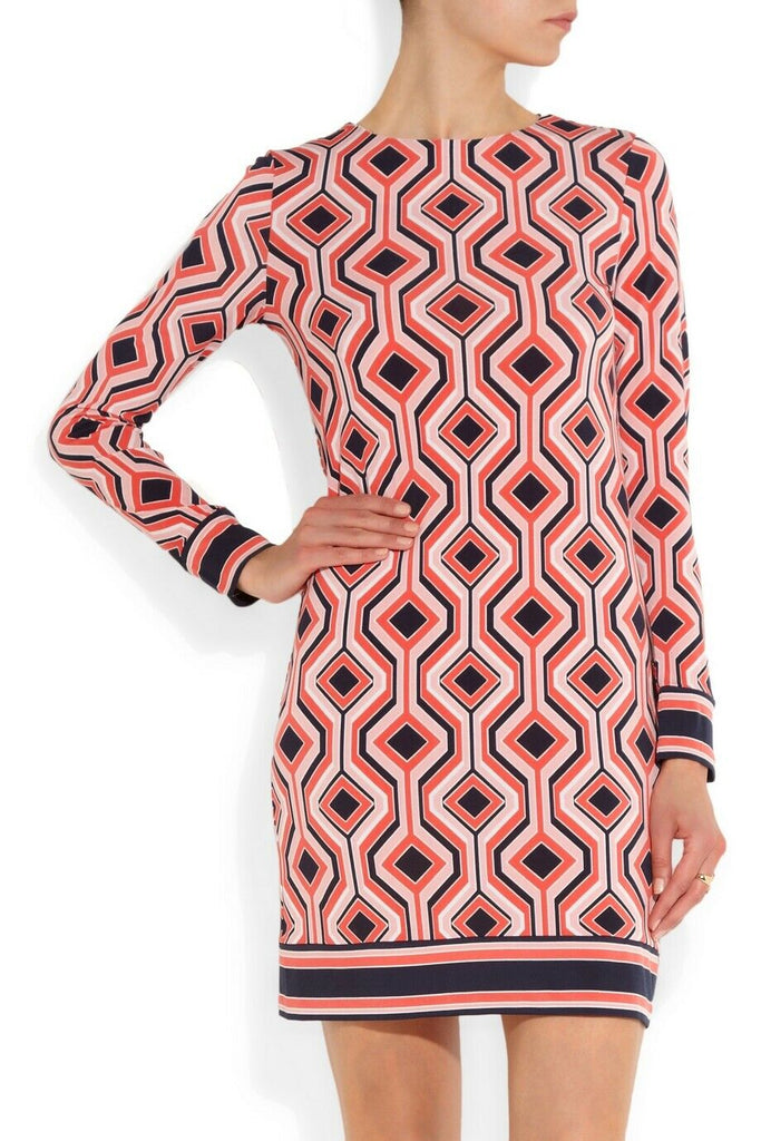 open lace back dress MICHAEL KORS Orange Long Sleeve Geometric Printed Dress Size L large l Afashionistastore open lace back dress MICHAEL KORS Orange Long Sleeve Geometric Printed Dress Size L large l Afashionistastore