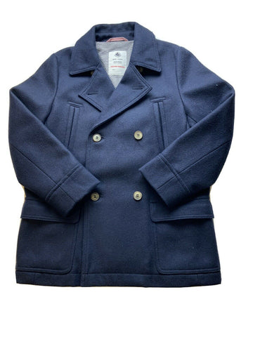 PETIT BATEAU Boys' Navy Blue Wool Double Breasted Peacoat Coat Size 8 years children