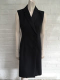 Balenciaga Black Satin-trimmed Crepe Three Button Dress Coat Size F 38 UK 10 Ladies