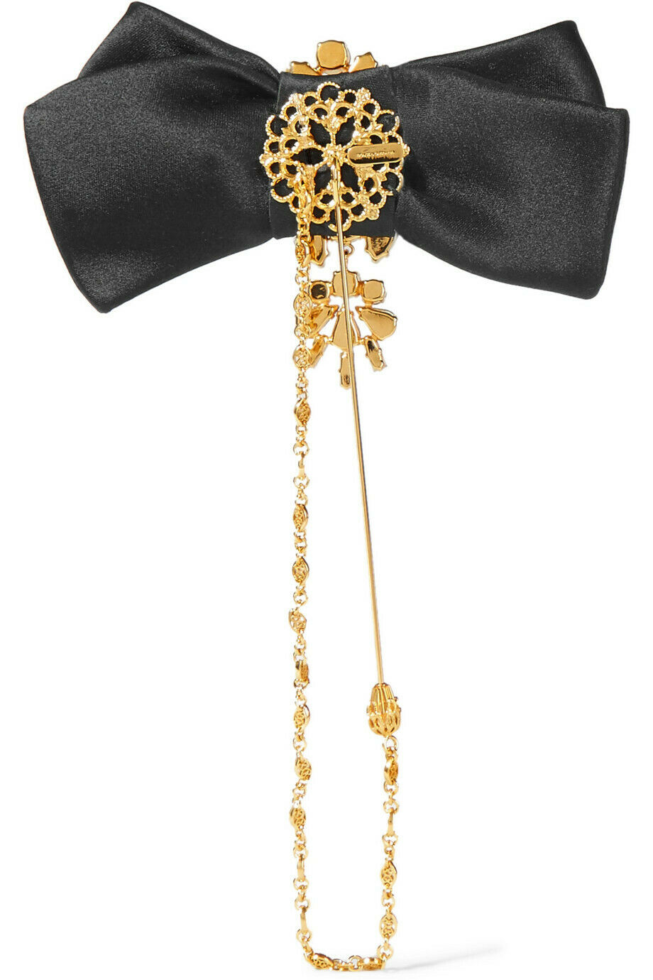 Dolce & Gabbana Satin, gold-tone and Swarovski crystal bow brooch Ladies