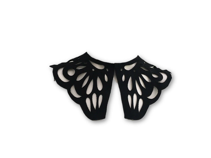JASMINE DI MILO Laser Cut Wool Black Collar AMAZING Ladies
