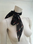 Saint Laurent Classic Lavaliere in black and red lipstick wool examine scarf Ladies