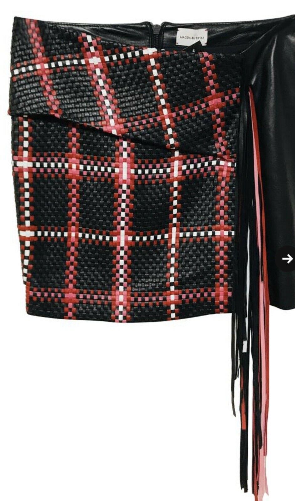 MAGDA BUTRYM Santa Fe fringed woven leather mini skirt Size F 34 XS Ladies