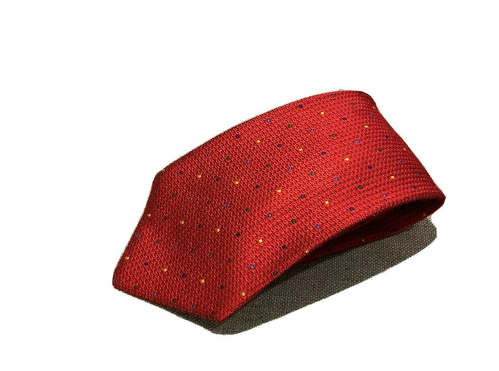 TURNBULL & ASSER Mens Red Jacquard Polka Dots Tie Handmade men