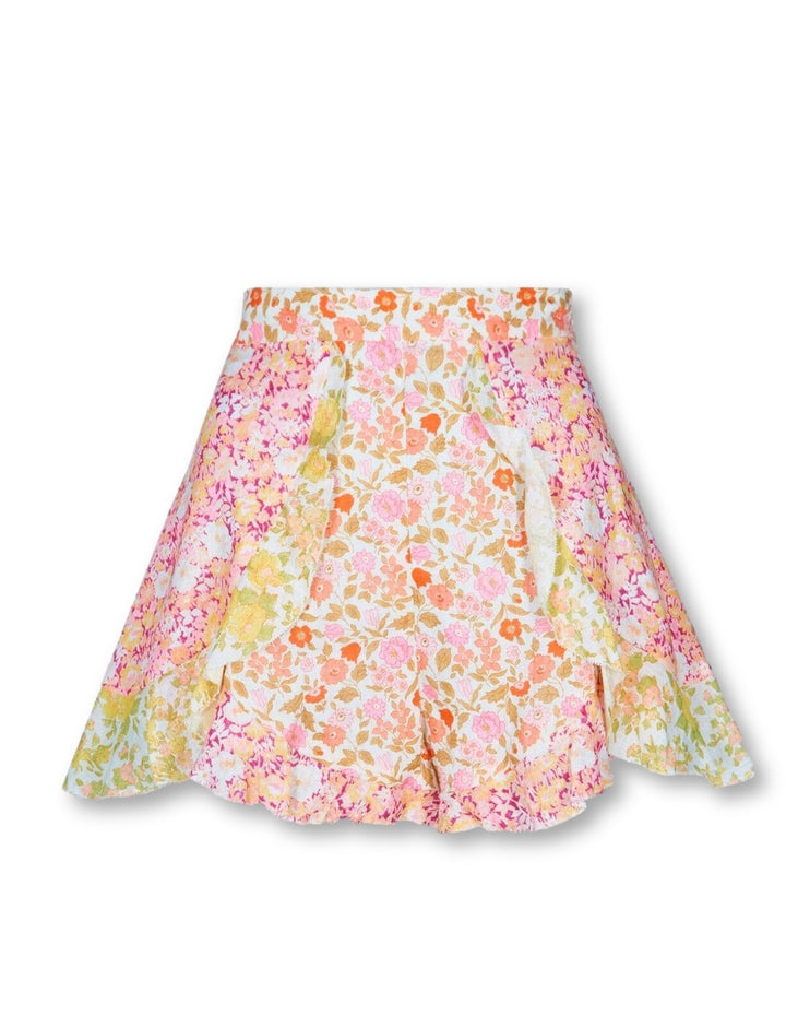 ZIMMERMANN Floral Goldie Spliced Frill linen shorts Size 1 UK 10 US 6 ladies