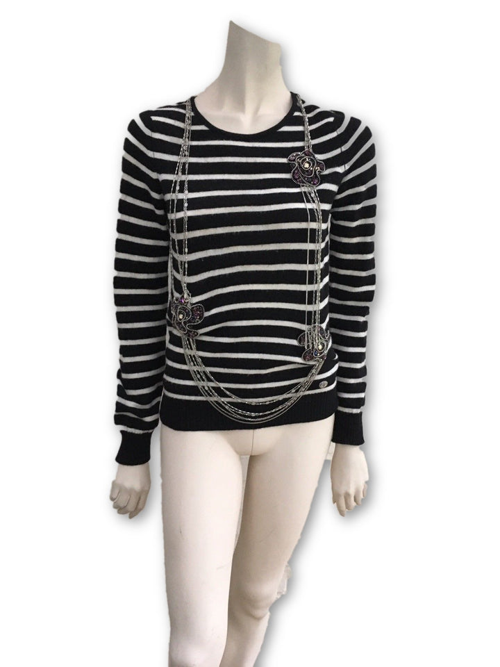 CHANEL PARIS 08A Couture Cashmere Embellished Sweater F 36 UK 8 US 4 Small Ladies