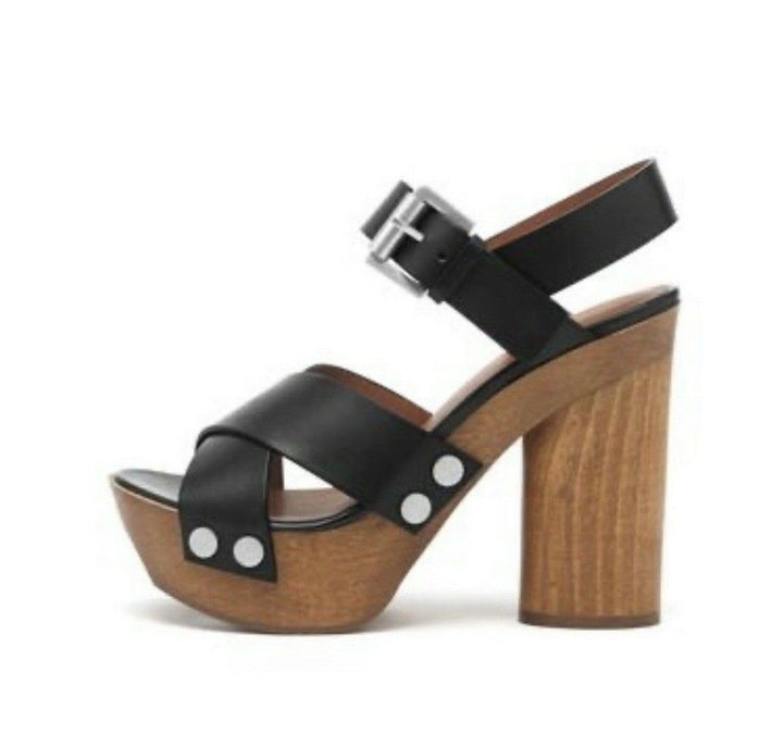 Mulberry black leather platform garden sandals Size 38 ladies