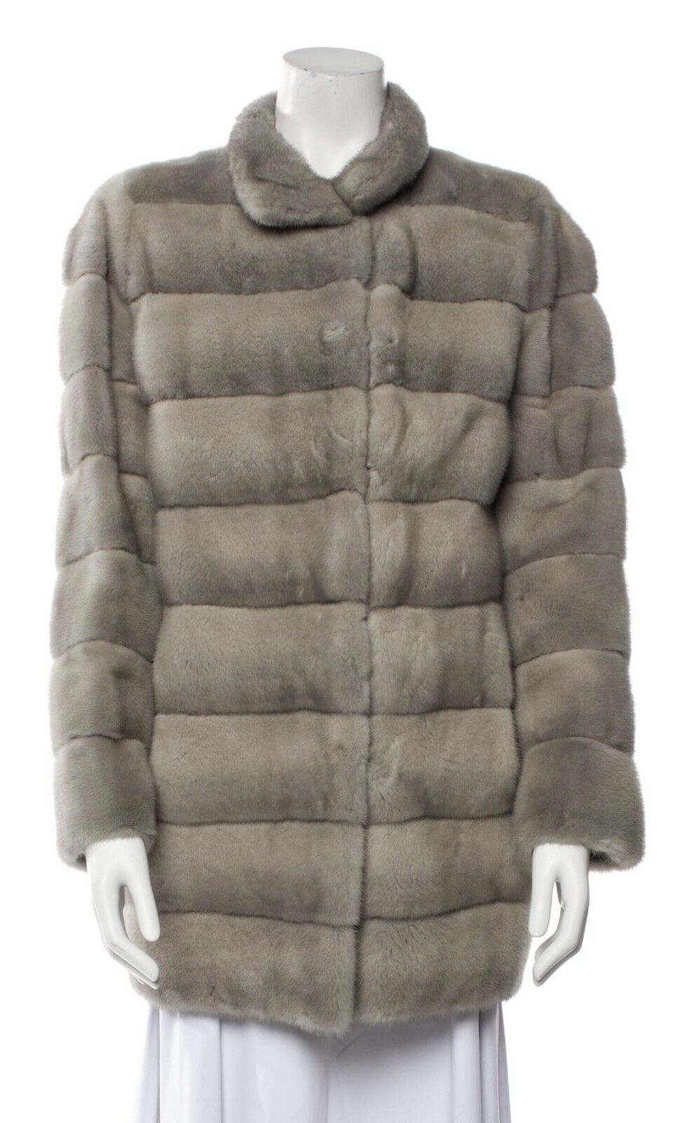 HARRODS OF LONDON SILVER GREY MINK JACKET FUR COAT Size M MEDIUM ladies