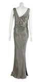 CHRISTIAN DIOR by John Galliano grey metallic silver evening dress gown fw 2004 ladies