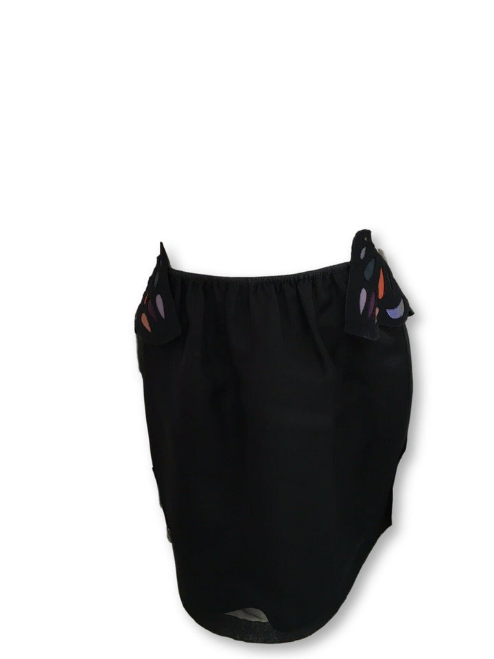 JASMINE DI MILO BLACK MINI LASER CUT SILK SKIRT Ladies