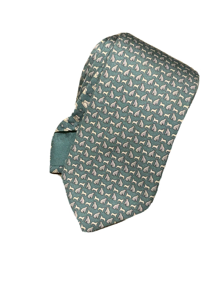 Hermès HERMES Paris Silk Blue Print Tie 625779 HA Polar Bear 100% AUTHENTIC Men