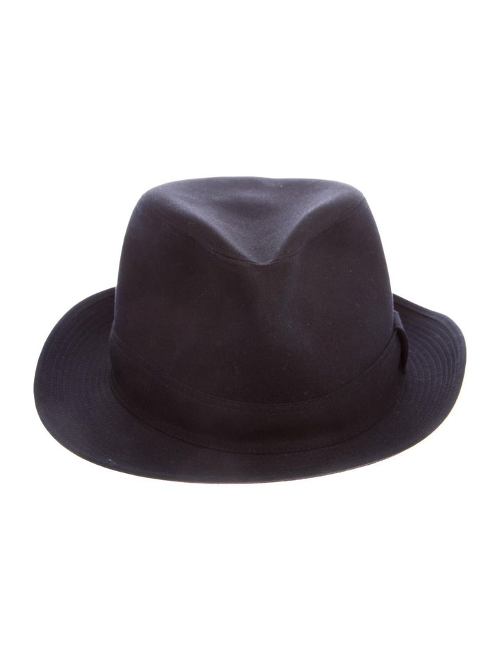 Hermès Hermes Paris Navy Blue Cotton H Embroidered Funky Fedora Hat Size 58 Men
