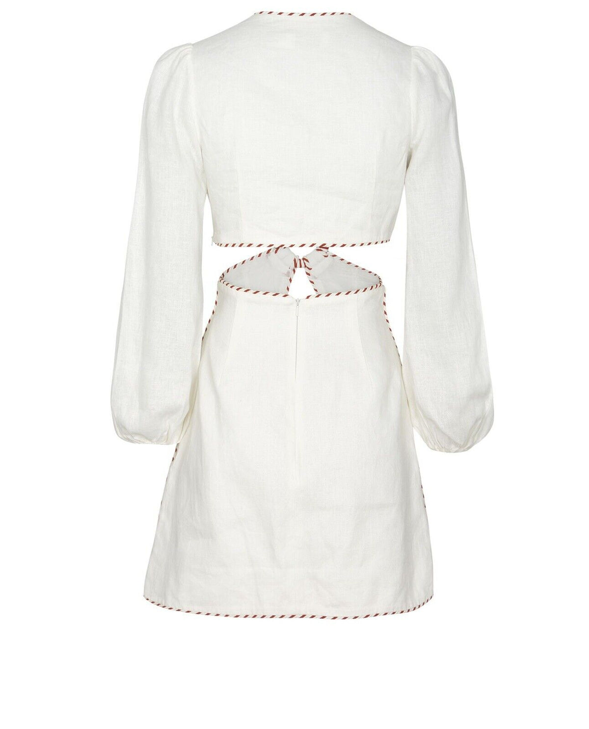 ZIMMERMANN BRAID TRIMMED CUTOUT LINEN MINI DRESS SIZE 0 XS SOLD OUT ladies