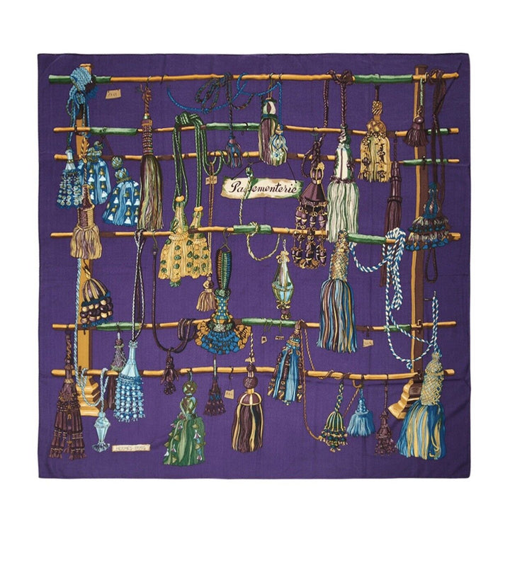 Hermès Hermes Paris Purple Passementerie Cashmere Silk Shawl -140cm Scarf/Wrap ladies