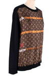Limited LOUIS VUITTON Trunk-Print Silk & Black Wool Fine Knit Jumper Sweater XL men