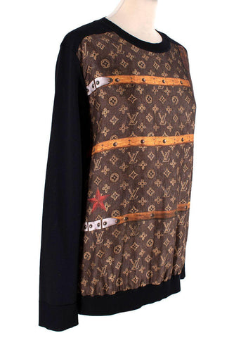 Limited LOUIS VUITTON Trunk-Print Silk & Black Wool Fine Knit Jumper S –  Afashionistastore