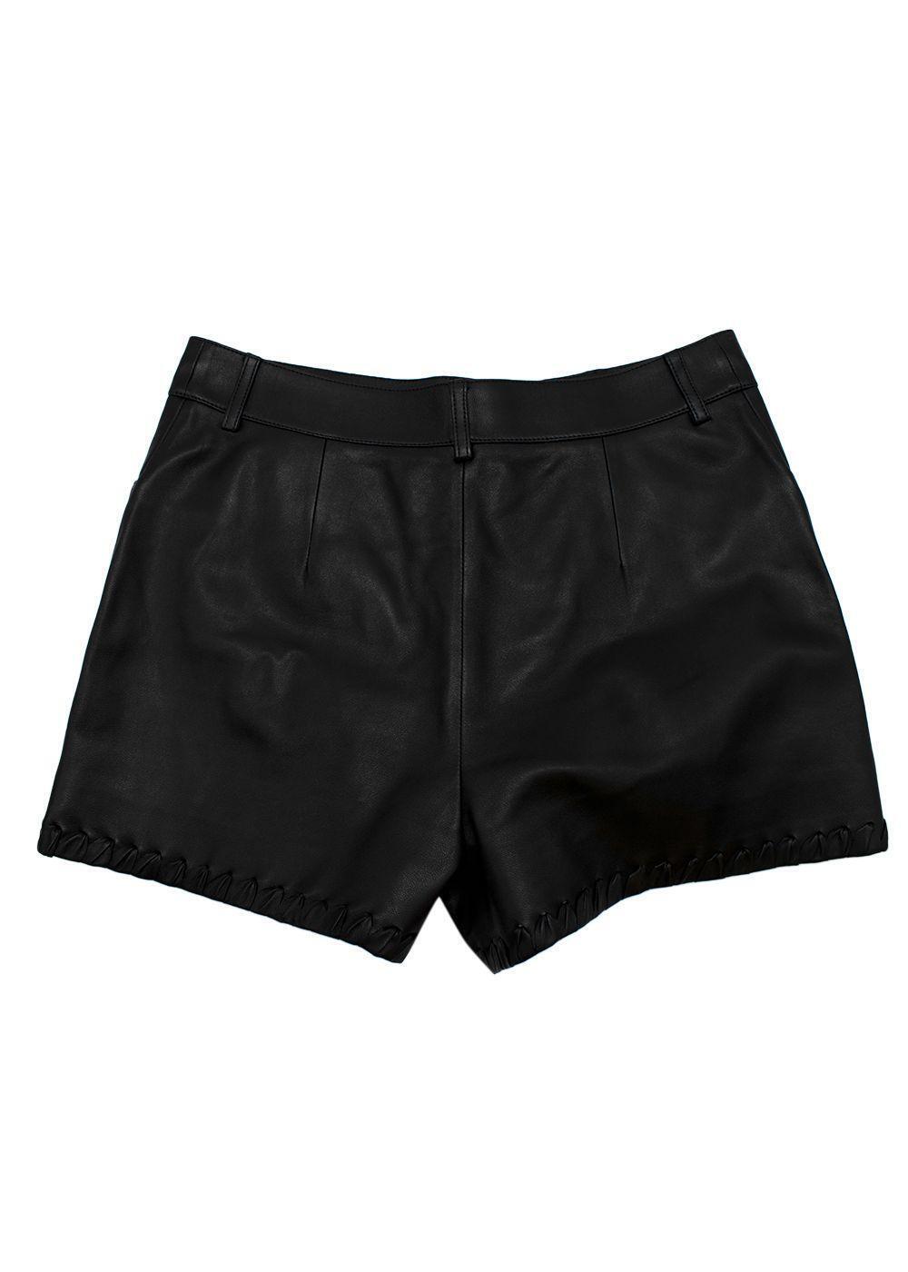 New Chanel Runway 2021 Cruise 21C Black Leather Shorts Crystal cc Logo NWT 36 ladies