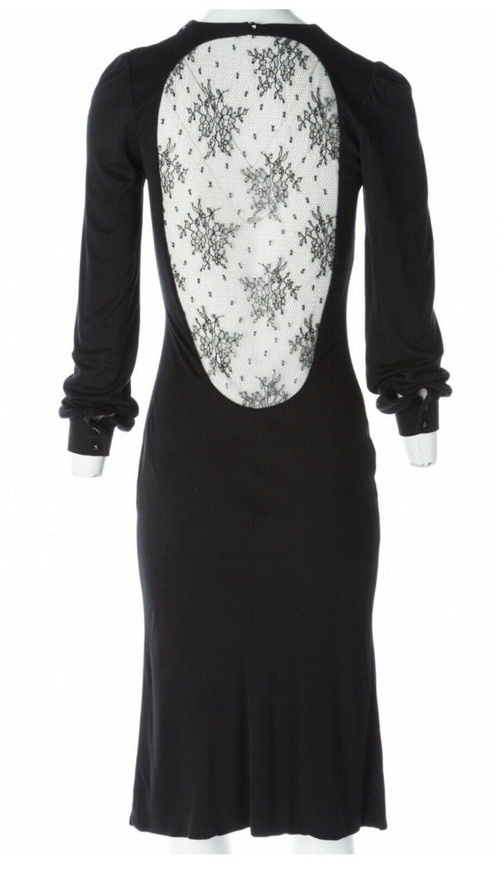 Alexander McQueen 'Hitchcock' Runway Lace Back Dress F/W 2005 I 42 UK 10 Ladie