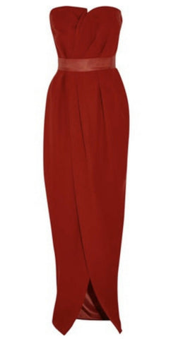 LANVIN Red Strapless wrap-effect silk-crepe gown dress RED CARPET F 36 XS ladies