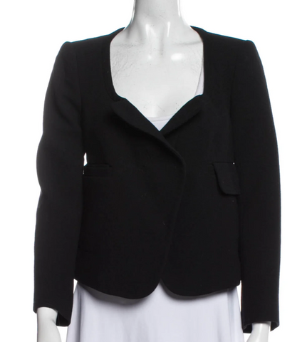 £550 Carven Wool Black Blazer Jacket Size FR 36 UK 8 US 4 S small ladies