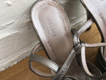 Versace Metallic Leather Sandals with Rose Detail in Gray Shoes Ladies