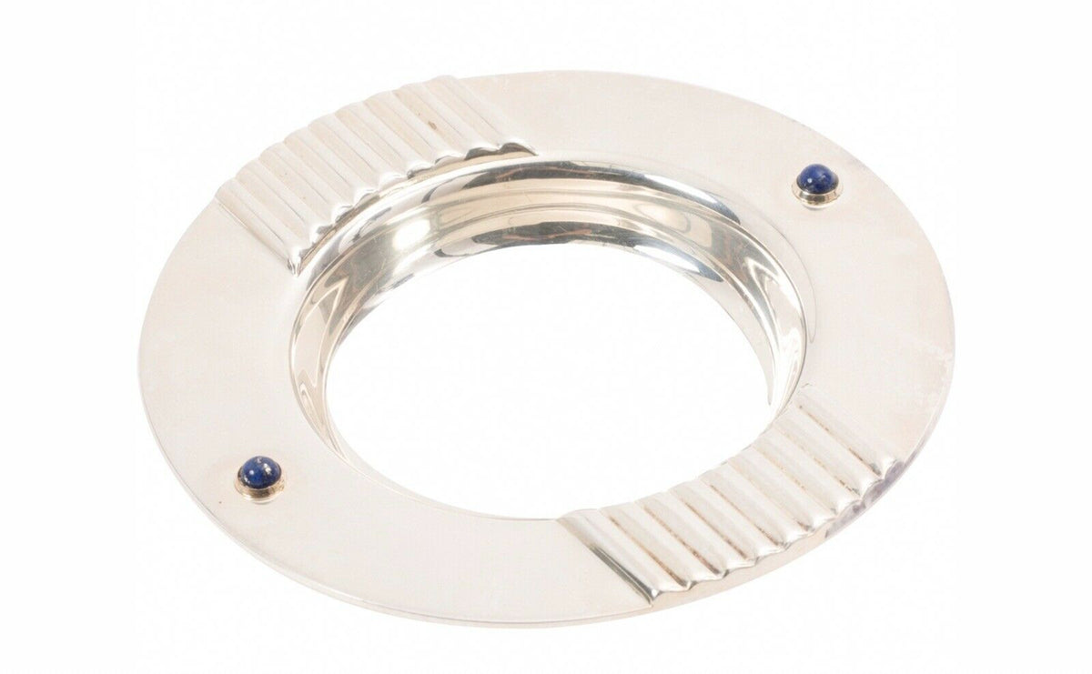 Cartier Art Deco-Style Silver Plated and Lapis Lazuli Tray Ashtray circa 1990