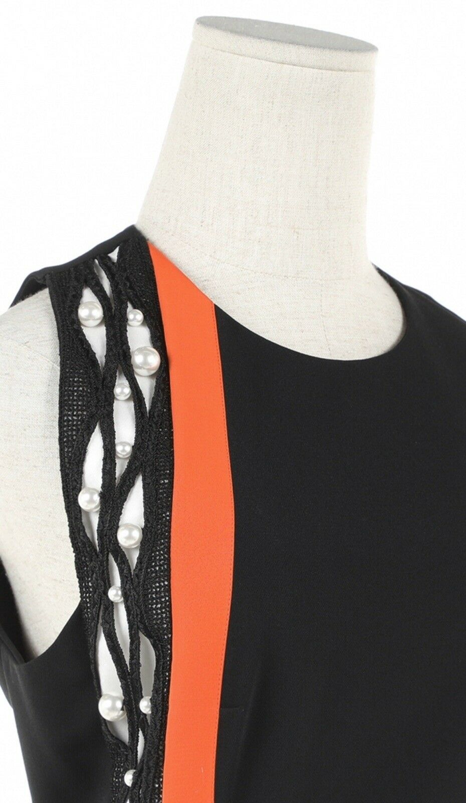 Mugler sleeveless black pearls embellished maxi dress gown FR 40  Ladies