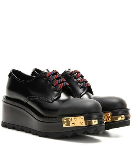 PRADA Cap Toe Leather Platform Derbys Shoes 39 UK 6 US 9 ladies