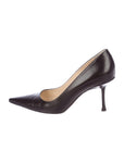 JIMMY CHOO POINTED TOE BLACK LEATHER PUMPS SHOES Ladies