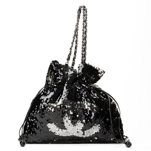 Chanel Summer Nights Sequin Tote w/ Tags - Black Totes, Handbags - CHA23958
